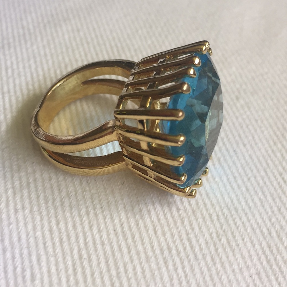 Light Blue and Gold Cocktail Ring